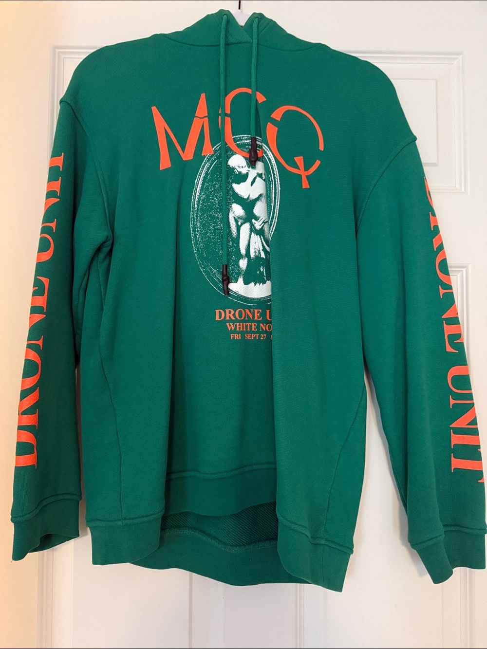 Alexander McQueen Green Hoodie with Orange Print